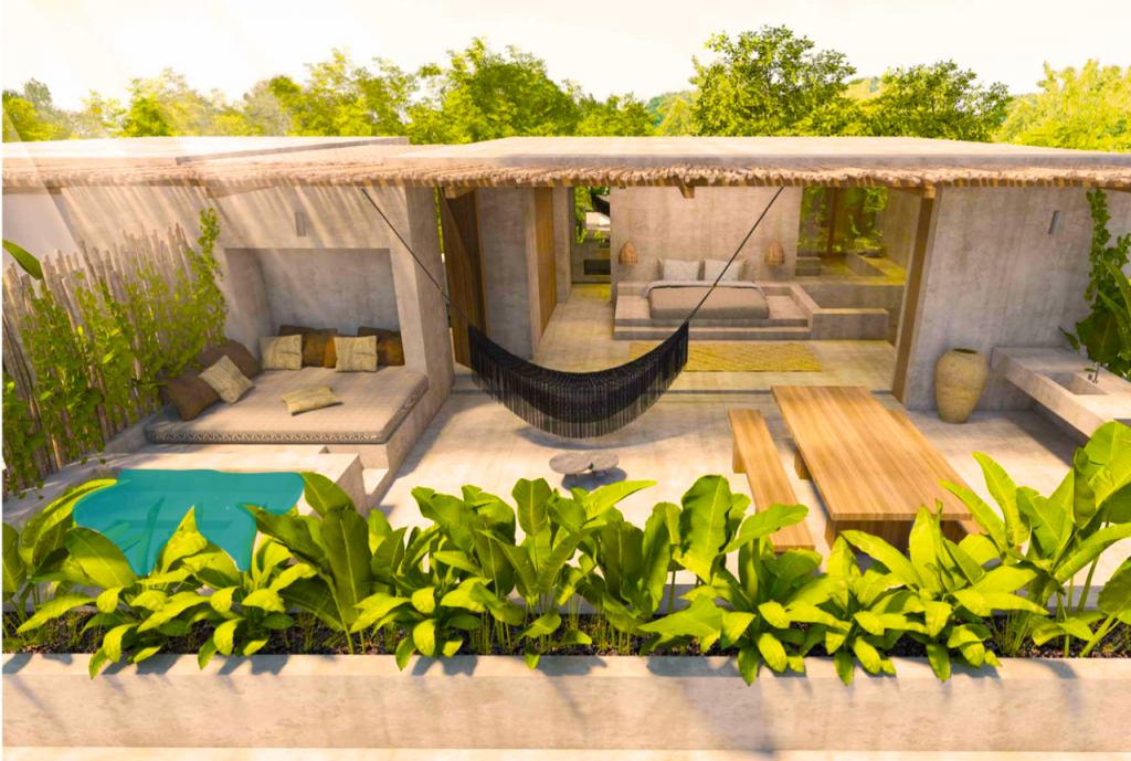 Condo with panoramic windows, surrounded by trees, 958 m2 pool, yoga, gym, swim lane, sustainable building, pre-construction, sale in Tulum
