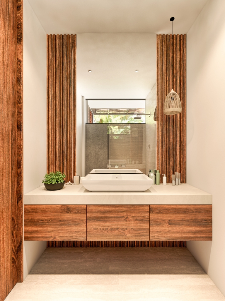 Green view condo, gym, business center, yoga and gym area, hammock garden, green areas in Aldea Zama Tulum, for sale.