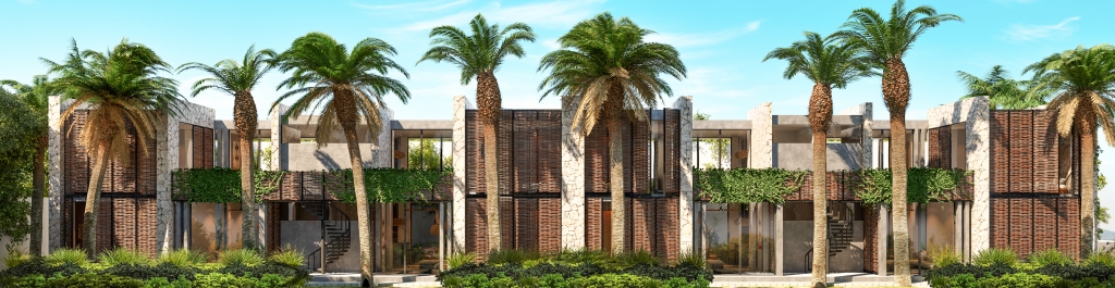 Green view condo, gym, business center, yoga and gym area, hammock garden, green areas in Aldea Zama Tulum, for sale.