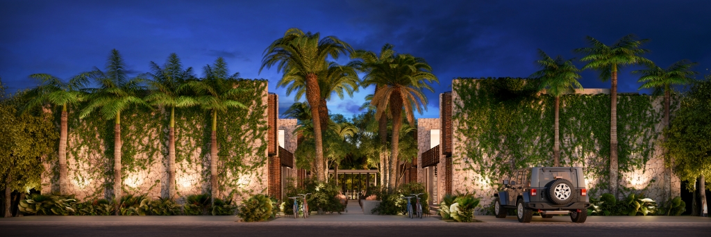 Green view condo, gym, business center, yoga and gym area, hammock garden, green areas in Aldea Zama Tulum, for sale.