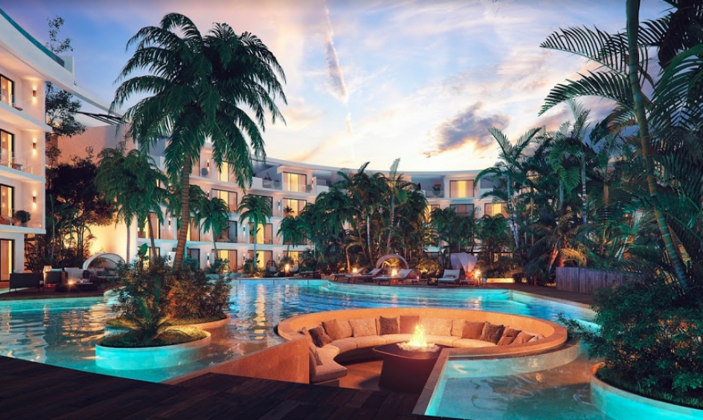 Penthouse with infinity pool, bar, yoga area, and gym in Aldea Zam&aacute;.