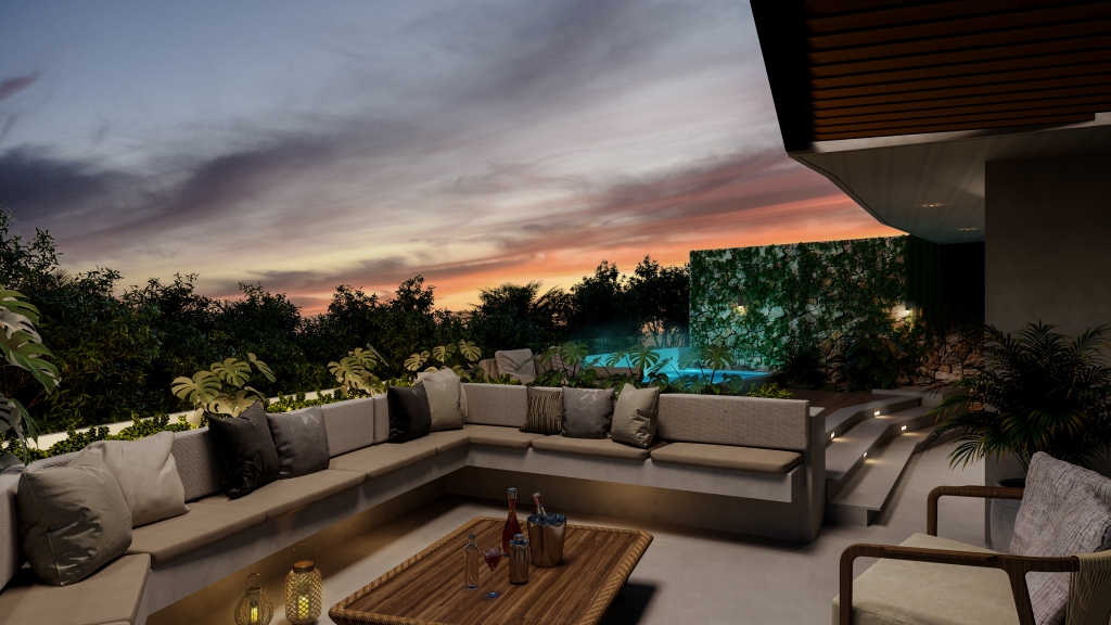 Condo with private pool, lock off, heated pool, gym and yoga area, coffee shop, in Aldea Zama for sale.