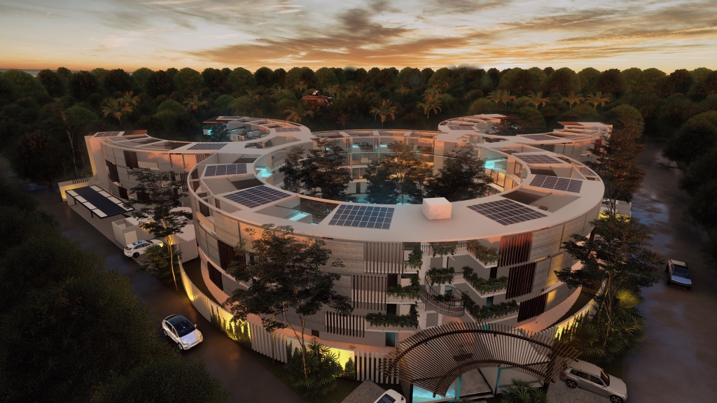 Condo with common areas surrounded by nature, near the beach in Tulum, for sale.