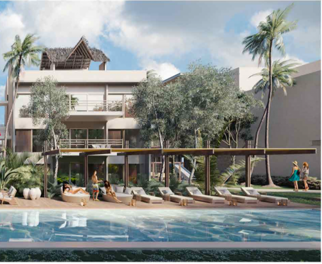 Condo with panoramic windows, surrounded by trees, 958 m2 pool, yoga, gym, swim lane, sustainable building, pre-construction, sale in Tulum