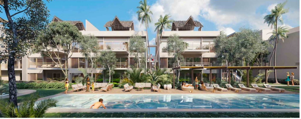 Condo with panoramic windows, surrounded by trees, 958 m2 pool, yoga, gym, swim lane, sustainable building, pre-construction, sale in Tulum