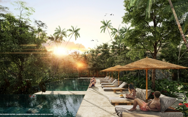 3 bedroom house with private pool in gated community for sale in Tulum.