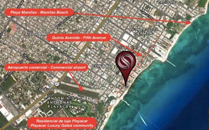 Hotel for sale in downtown Playa del carmen,1 commercial premises steps from the beach and 5th ave.
