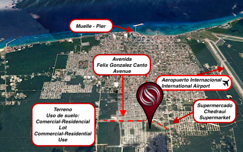 Commercial-multifamily land use for sale in Cozumel, Miraflores Zone.