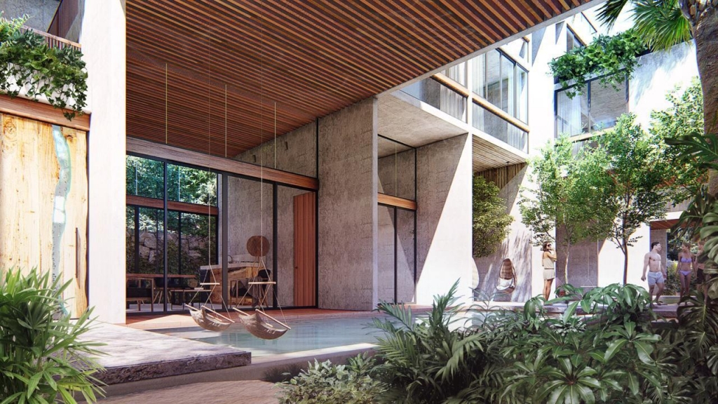 Hotel en venta en Tulum, concepto innovador, sobre avenida principal a pasos de las Ruinas Mayas.