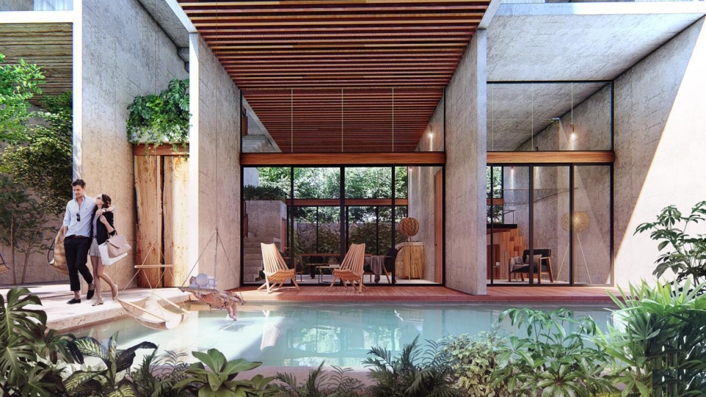 Hotel en venta en Tulum, concepto innovador, sobre avenida principal a pasos de las Ruinas Mayas.