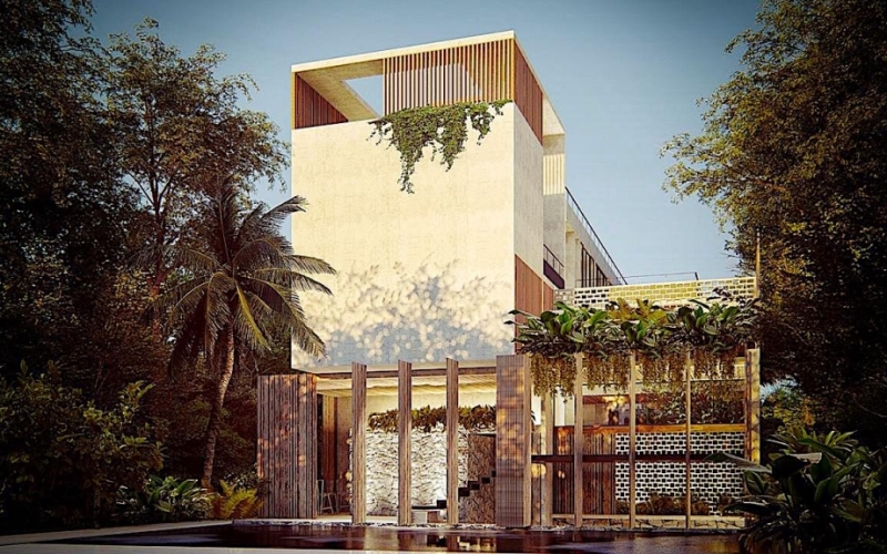 Hotel en venta en Tulum, concepto innovador, sobre avenida principal a pasos de las Ruinas Mayas.