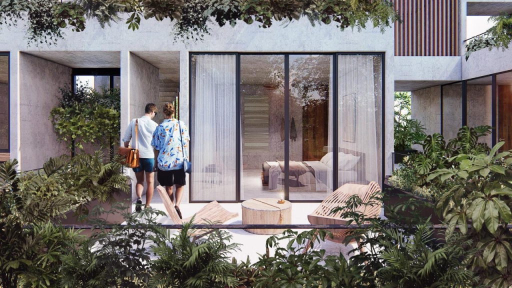 Hotel en venta en Tulum, concepto innovador, sobre avenida principal a pasos de las Ruinas Mayas.