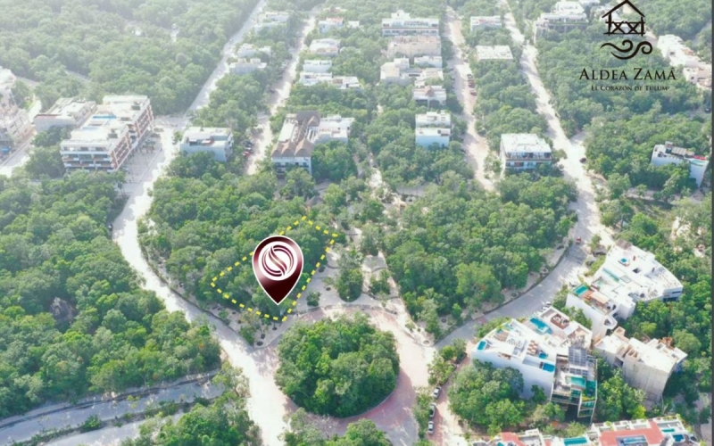 Commercial land in the main entrance of the commercial area of Aldea Zama, for sale, Tulum.