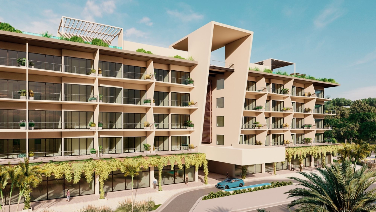 Local comercial a 3 minutos de la playa, en edificio de condominios, pre-construccion, frente a Mari