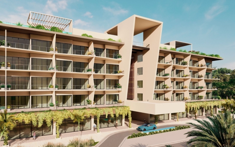 Local comercial a 3 minutos de la playa, en edificio de condominios, pre-construccion, frente a Mari