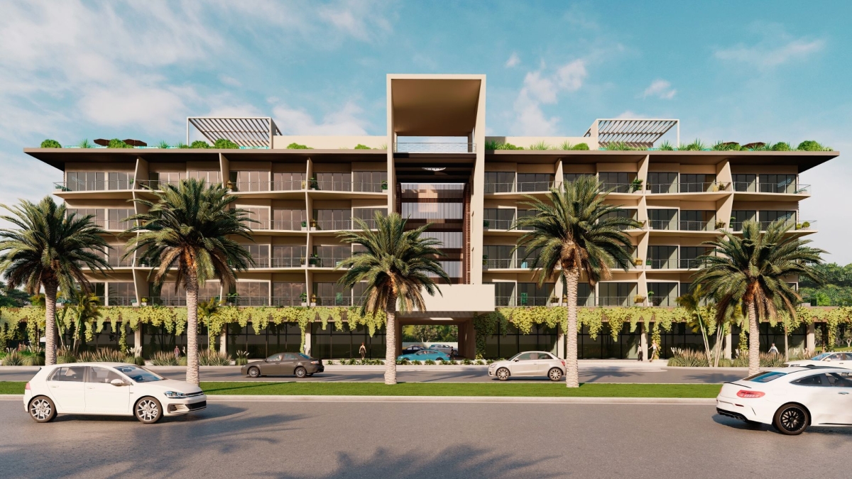 Local comercial a 3 minutos de la playa, en edificio de condominios, pre-construccion, frente a Mari