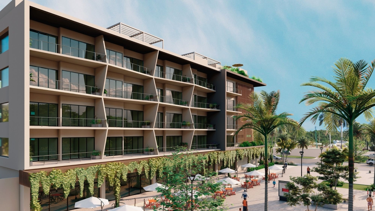Local comercial a 3 minutos de la playa, en edificio de condominios, pre-construccion, frente a Mari