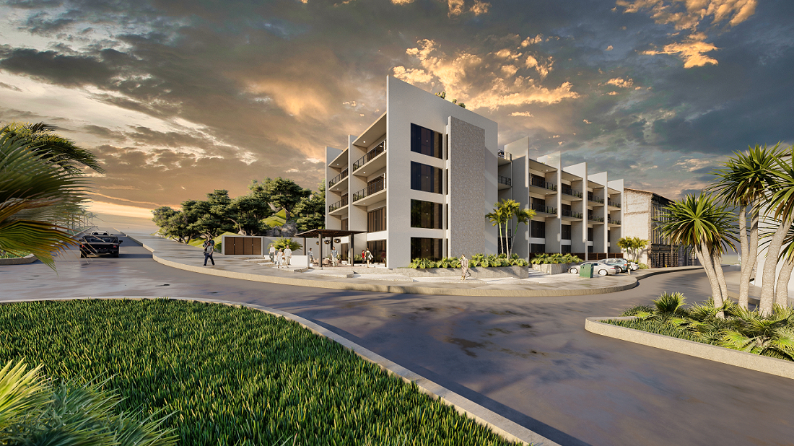 Commercial premises of 161 m2, on main avenue, 650 meters from the sea in pre-construction, for sale