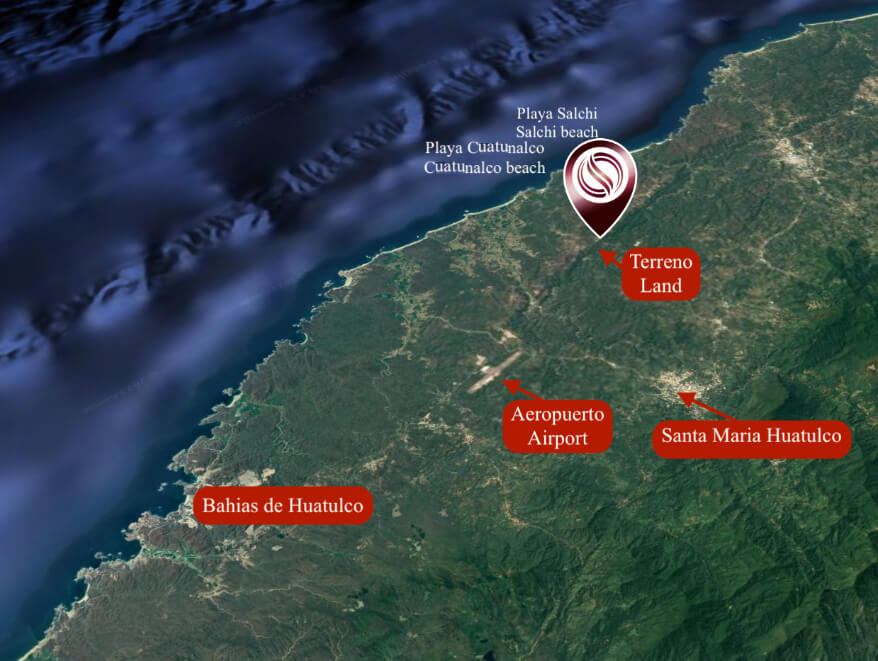 Terreno para desarrollador a 9 minutos de Playa Cuatunalco, 15 minutos del Aeropuerto de Huatulco.