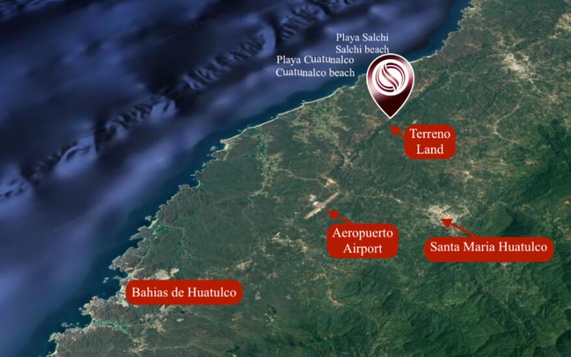 Terreno para desarrollador a 9 minutos de Playa Cuatunalco, 15 minutos del Aeropuerto de Huatulco.
