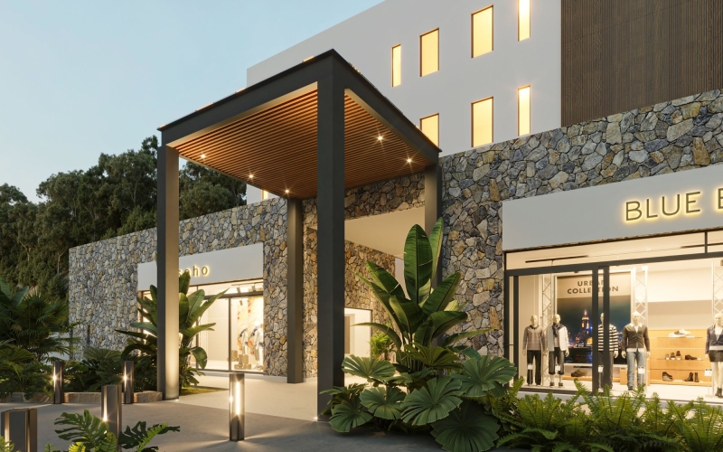 Local comercial doble altura, en edificio boutique, Quinta avenida Huatulco.