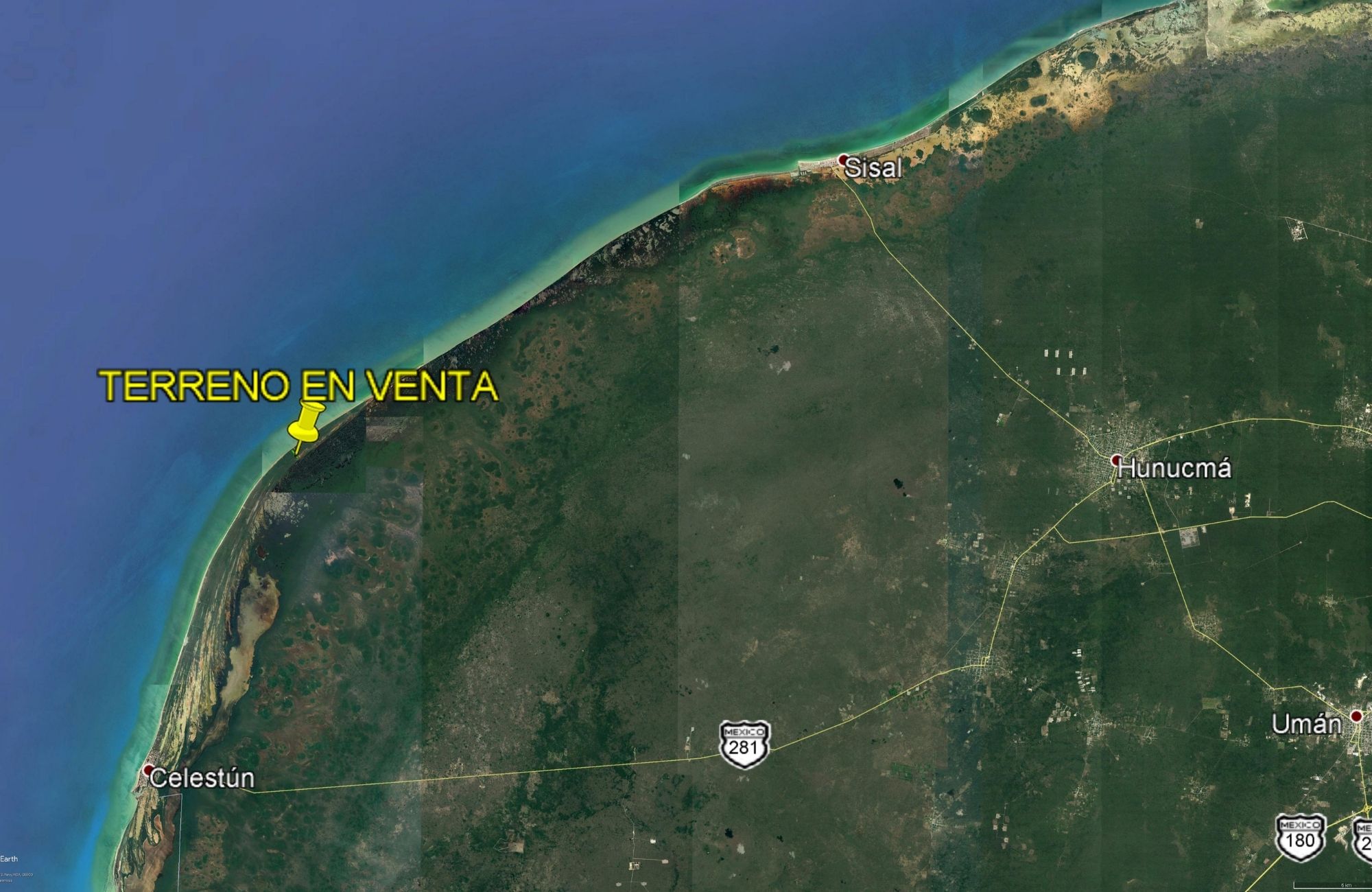 Lote frente al mar de 10,690 m2, multifamiliar, en venta Yucatan.