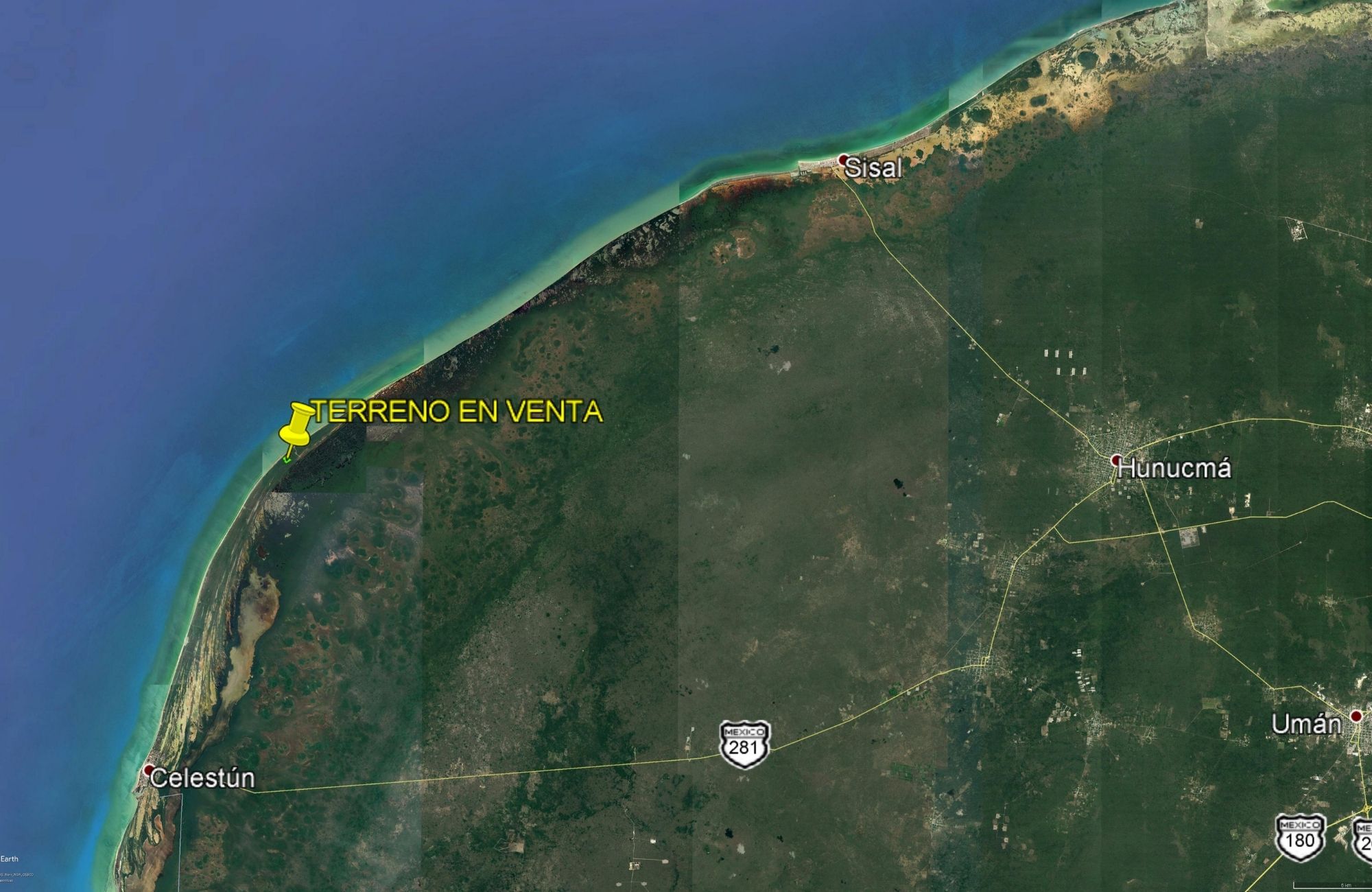 Lote frente al mar de 82,858 m2, multifamiliar, en venta Yucatan.