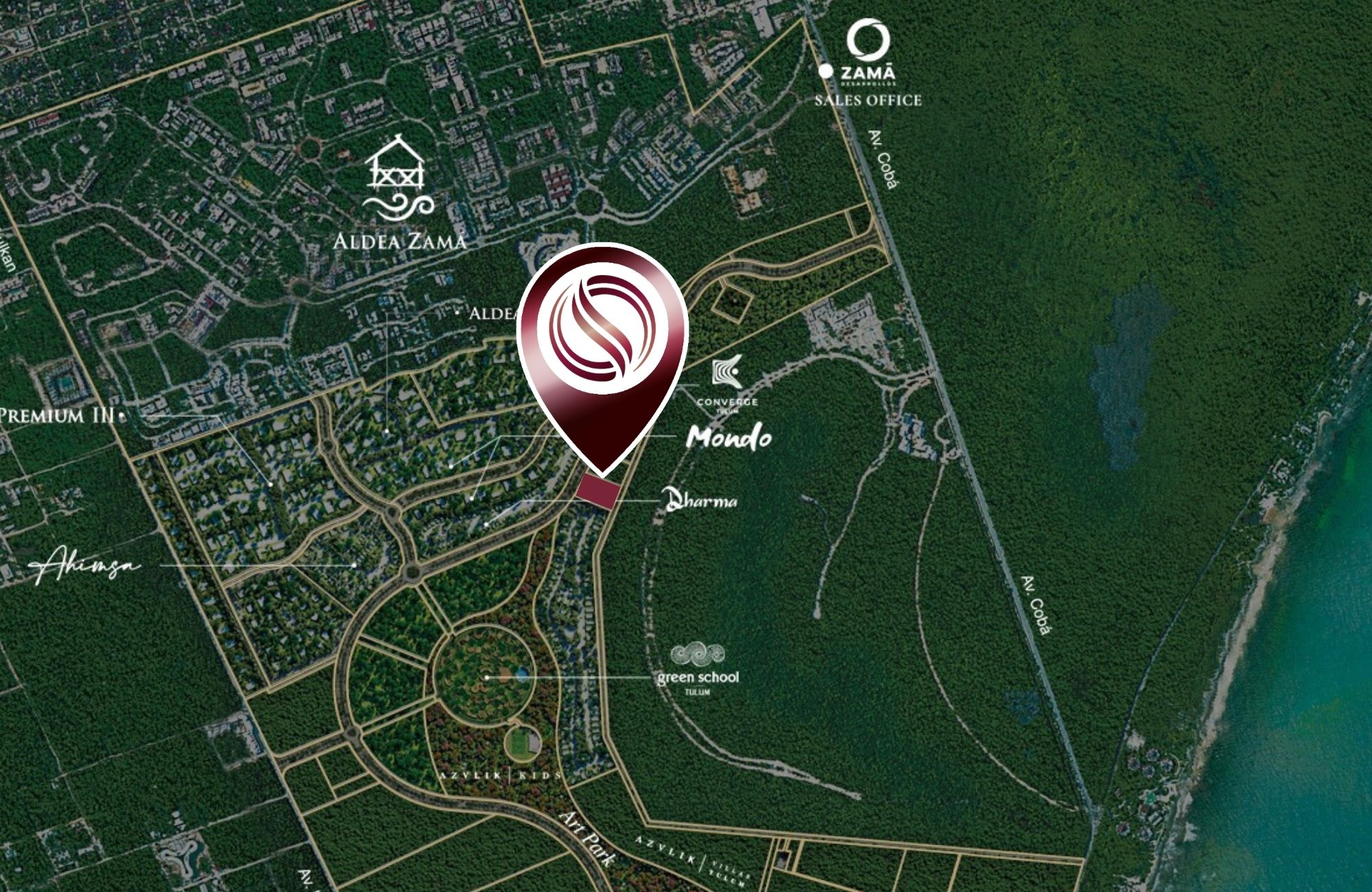 Terreno multifamiliar de 5,055 m2 a minutos del mar, en venta Aldea Zama Tulum.