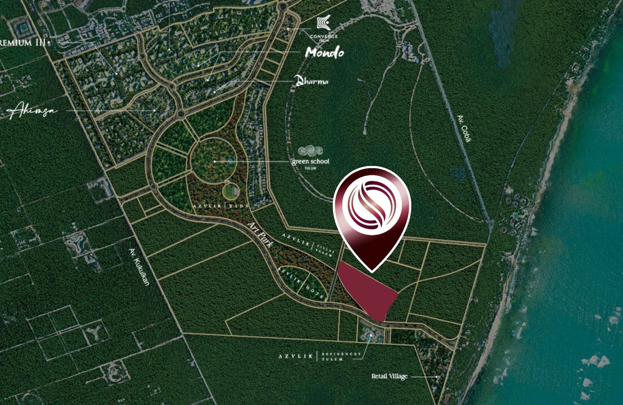 Terreno multifamiliar de 39,374 m2 a minutos del mar, en venta Aldea Zama Tulum.
