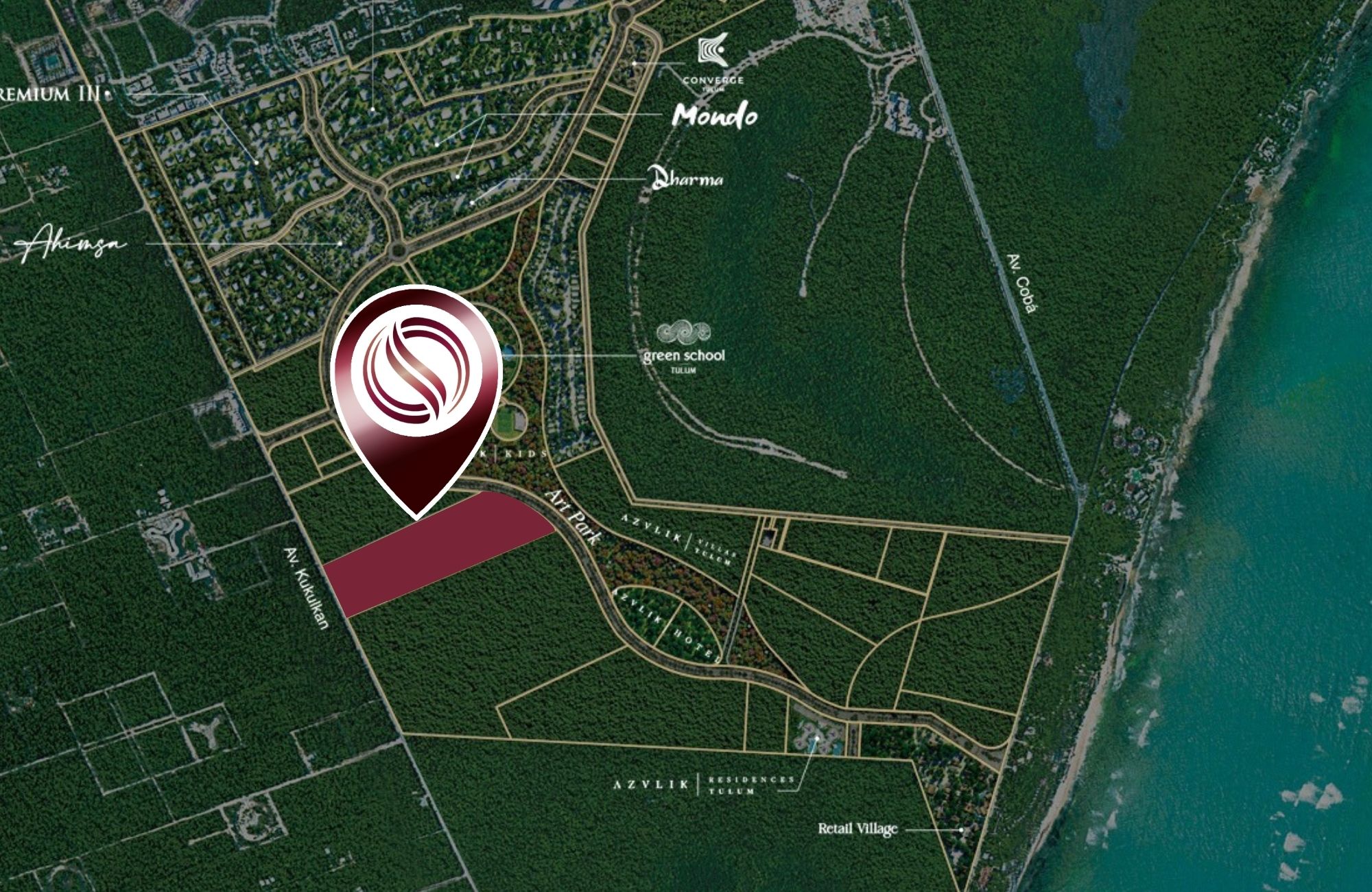 Terreno multifamiliar de 64,943 m2 a minutos del mar, en venta Aldea Zama Tulum.