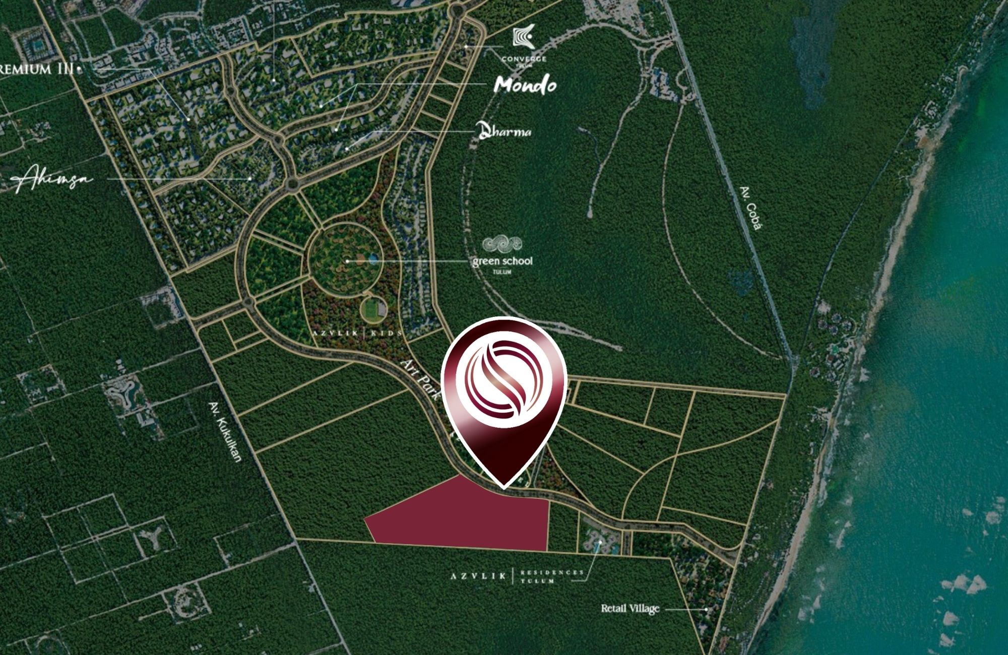 Terreno multifamiliar de 65,855 m2 a minutos del mar, en venta Aldea Zama Tulum.