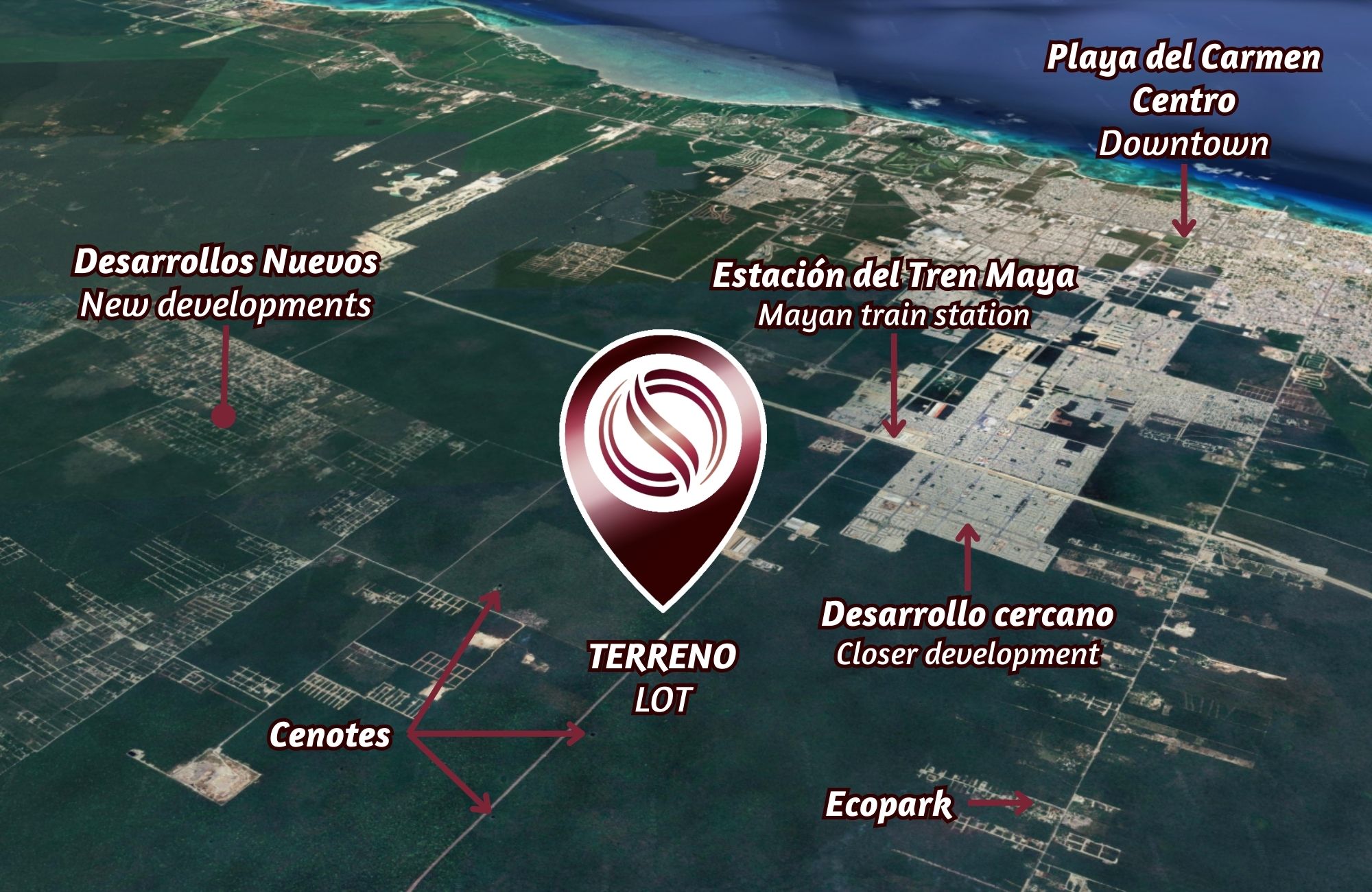 20 hect&aacute;reas en venta, uso mixto, en la entrada de Playa del Carmen.