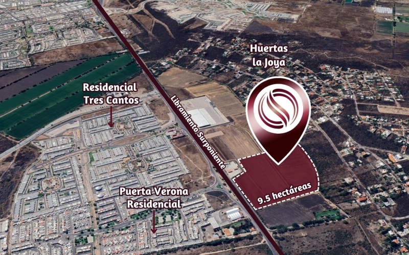 9.5 hect&aacute;reas con frente al libramiento Surponiente, en venta, Quer&eacute;taro