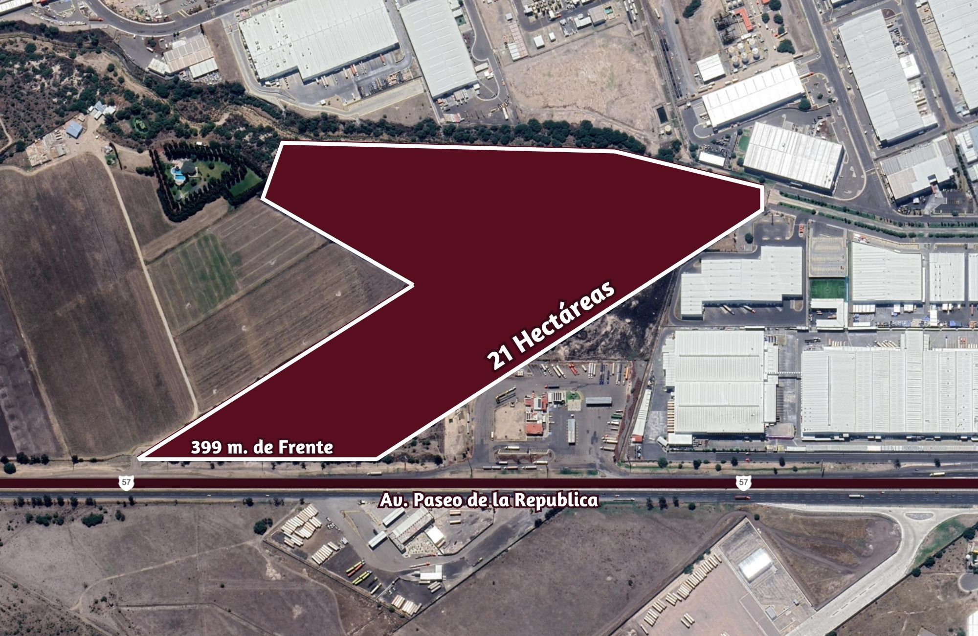 21 Hect&aacute;reas uso de suelo industrial, sobre carretera 57, en venta, Quer&eacute;taro