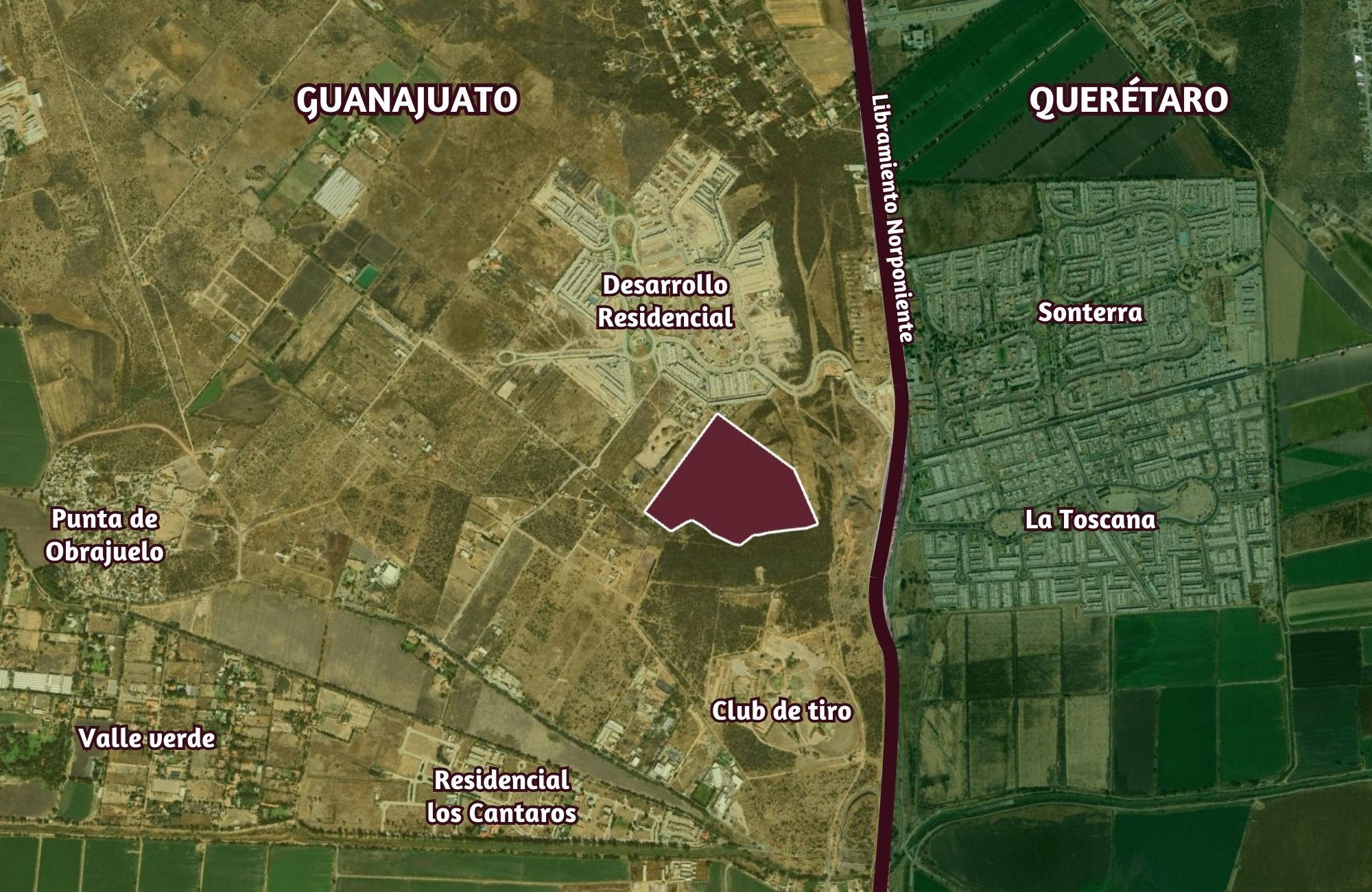 Macrolote Industrial cerca de Obrajuelo, lim&iacute;trofe Quer&eacute;taro, Guanajuato