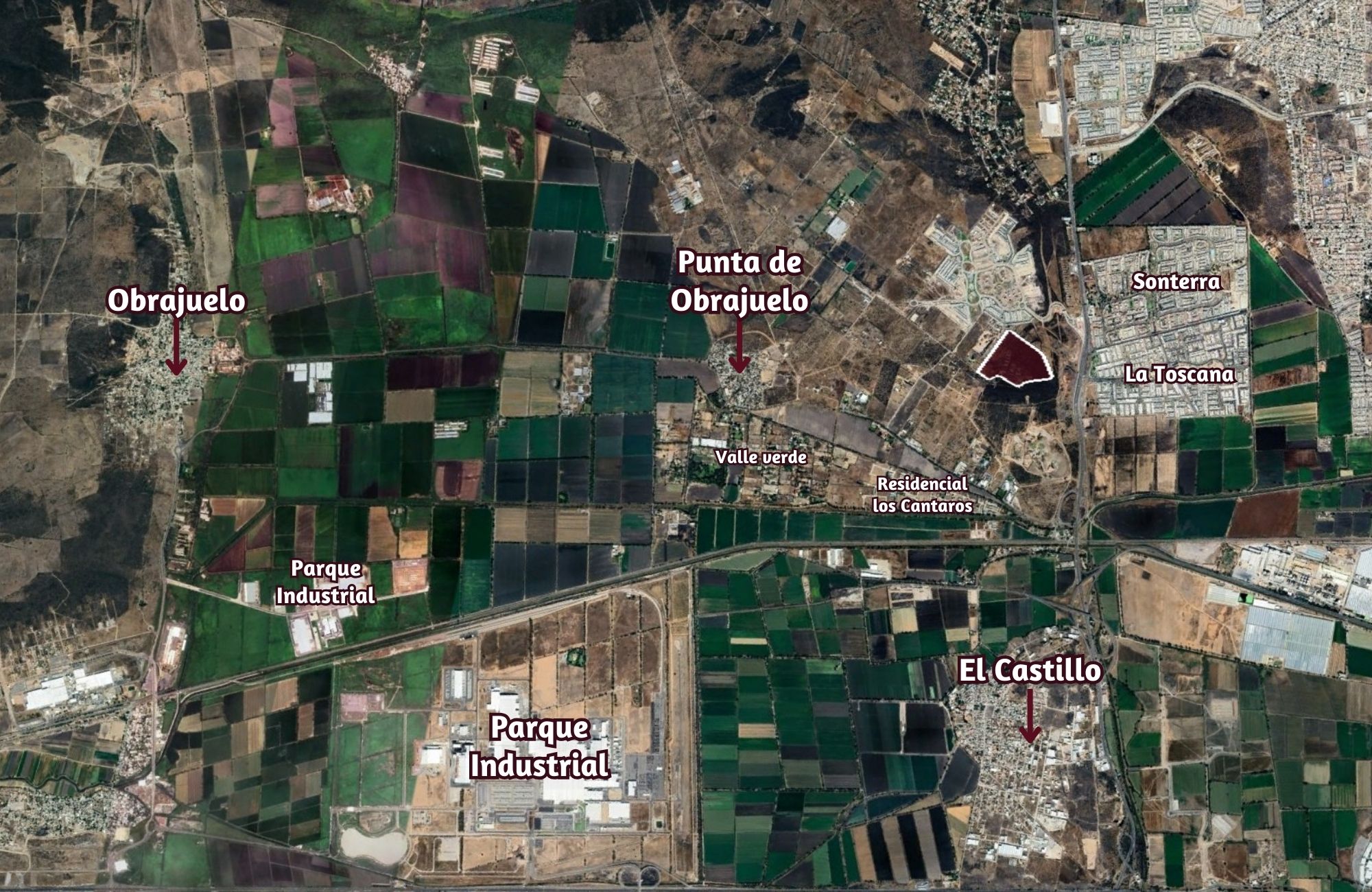 Macrolote Industrial cerca de Obrajuelo, lim&iacute;trofe Quer&eacute;taro, Guanajuato