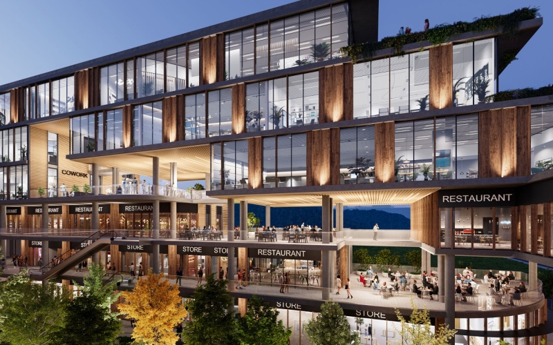 Oficina con lobby, estacionamiento y terraza panor&aacute;mica en venta
