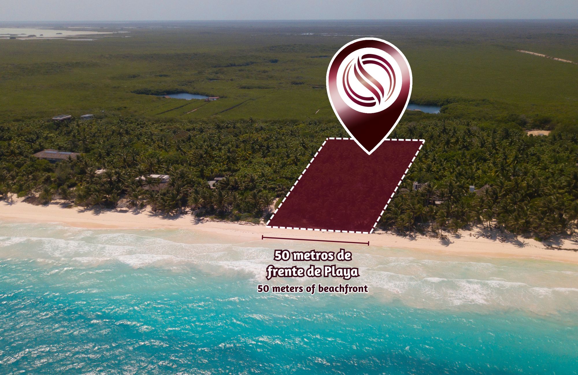 Lote comercial con 50 metros lineales de playa, doble frente, en venta