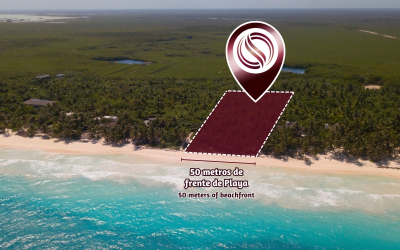 Lote comercial con 50 metros lineales de playa, doble frente, en venta