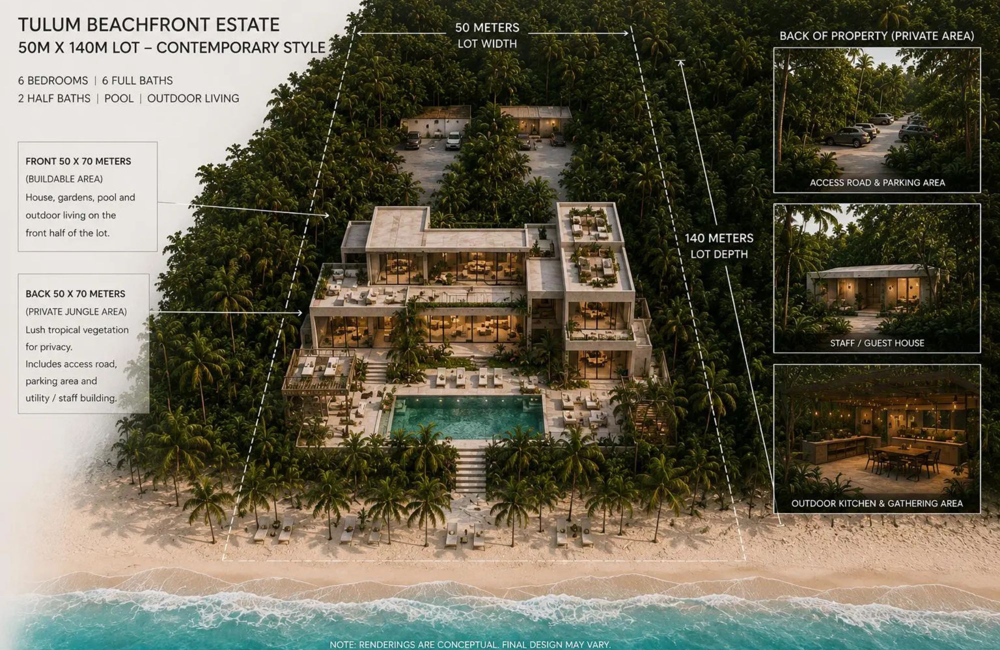 Lote comercial con 50 metros lineales de playa, doble frente, en venta