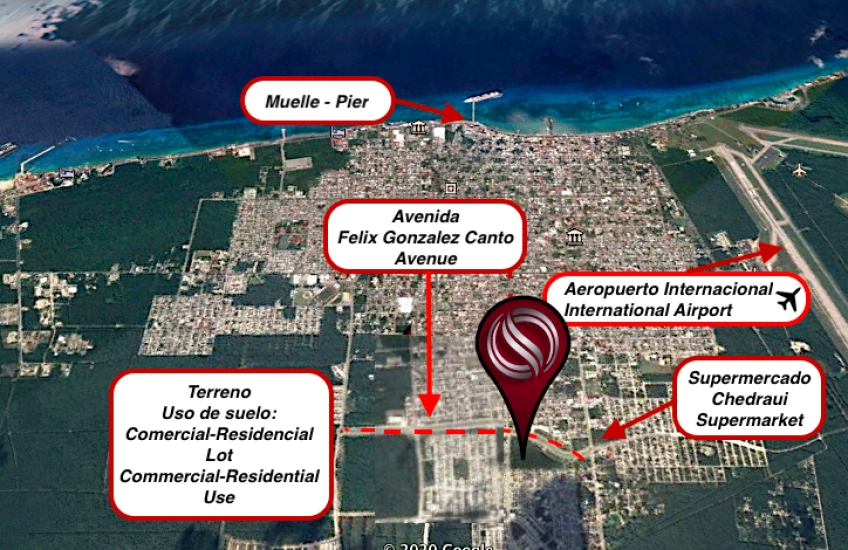 Commercial-multifamily land use for sale in Cozumel, Miraflores Zone.