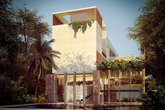 Hotel en venta en Tulum, concepto innovador, sobre avenida principal a pasos de las Ruinas Mayas.
