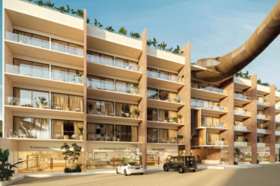 Local en pre-construccion en venta, zona Tankah, Tulum, dentro de edificio de departamentos de lujo.