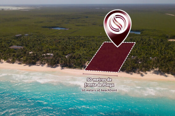 Lote comercial con 50 metros lineales de playa, doble frente, en venta