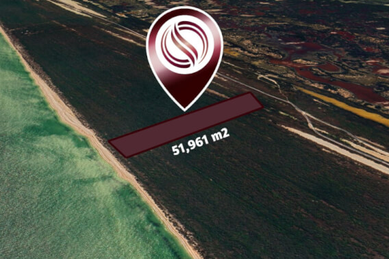 Lote frente al mar de 51,961 m2, multifamiliar, en venta Yucatan.