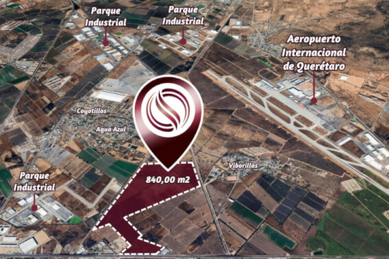 Lote industrial de 84 hect&aacute;reas, zona Aeropuerto, en venta, Quer&eacute;taro.