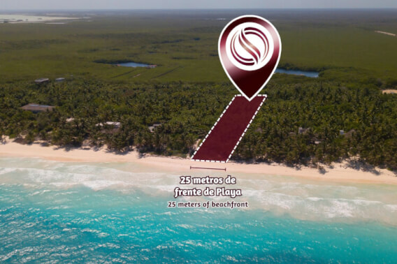 Macrolote frente al mar, 25 metros de frente, en venta en Tulum.&nbsp;