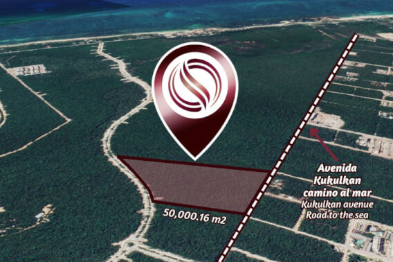 Terreno multifamiliar de 50,000 m2 a minutos del mar, en venta Aldea Zama Tulum.
