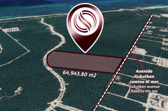 Terreno multifamiliar de 64,943 m2 a minutos del mar, en venta Aldea Zama Tulum.