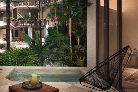 Condo with private pool, gym, yoga-spa, sustainable technology, in Aldea Zama, Tulum for sale.